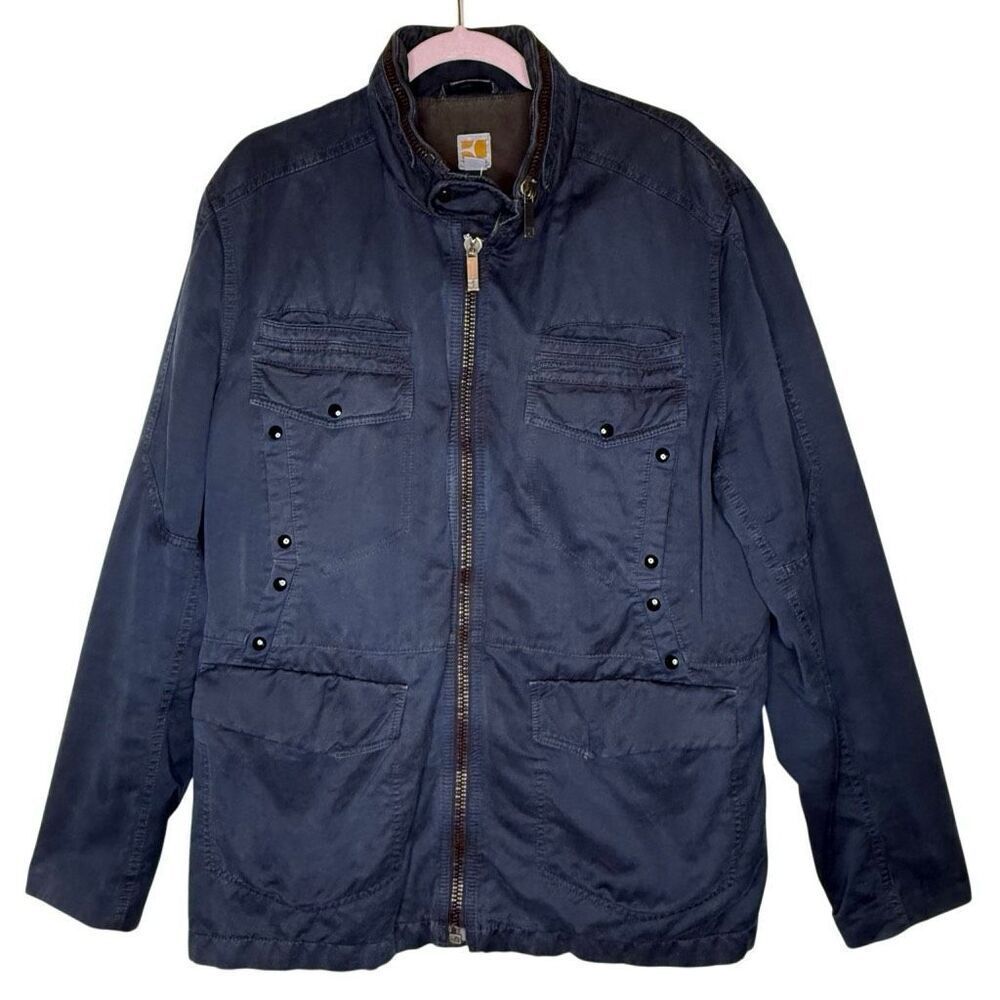 Hugo Boss Orange Label Men’s Blue Linen/Cotton Field Military Jacket Size XXL